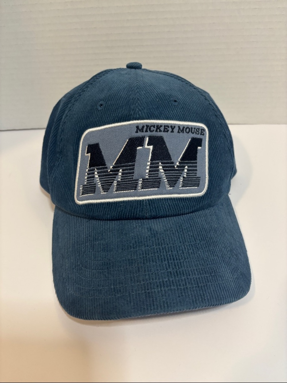 Disney Parks Authentic Corduroy Mickey Mouse Blue Baseball Hat With Patch Adult